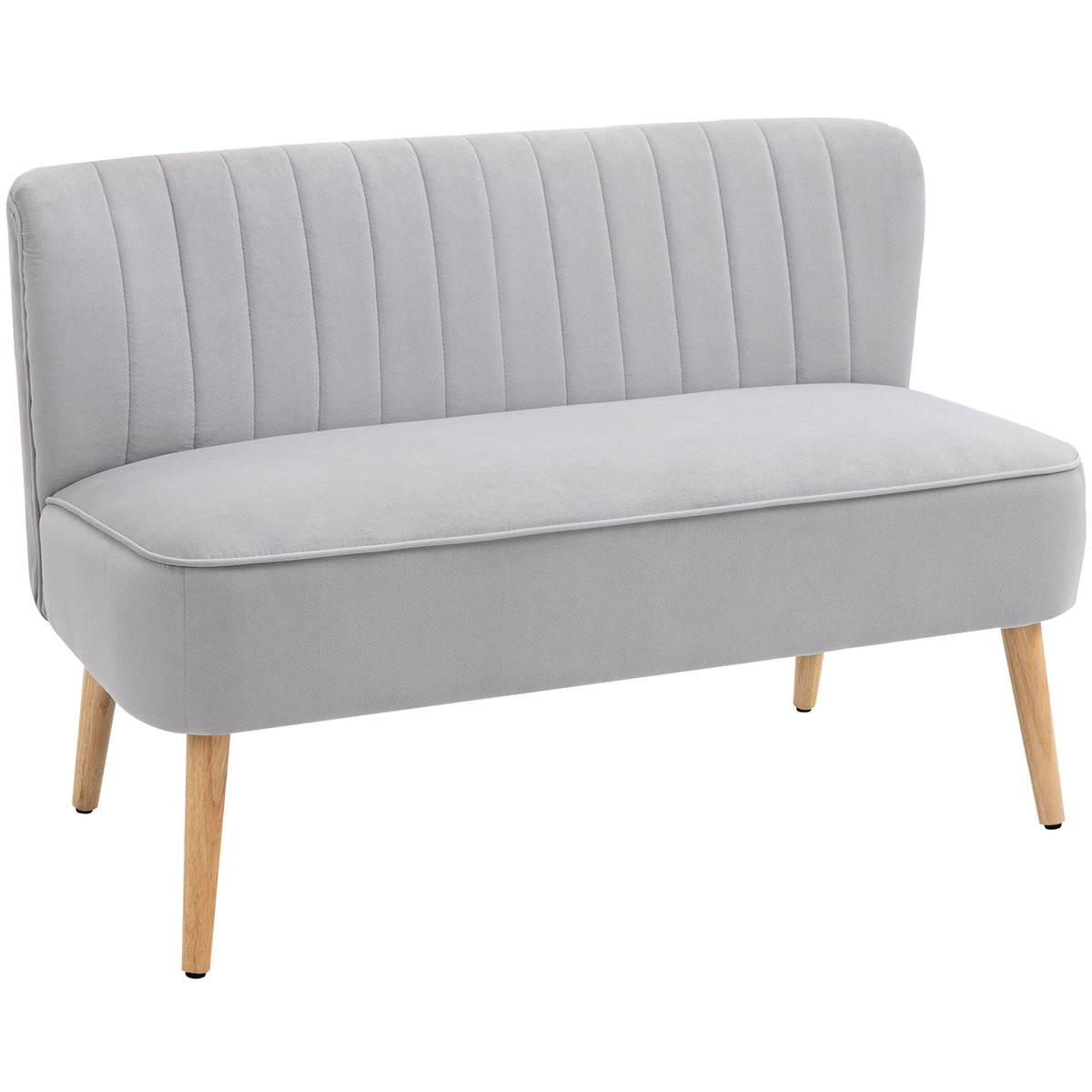 117 cm Compact Velvet-Feel 2-Seater Sofa – Light Grey