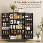 HOMCOM Kitchen Cupboard, Freestanding Multi-Storage Kitchen Pantry Cabinet with Adjustable Shelves, Black
