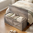 HOMCOM 100L Home Storage Box, with Safety Hinge - Grey Wood-Effect – view 9