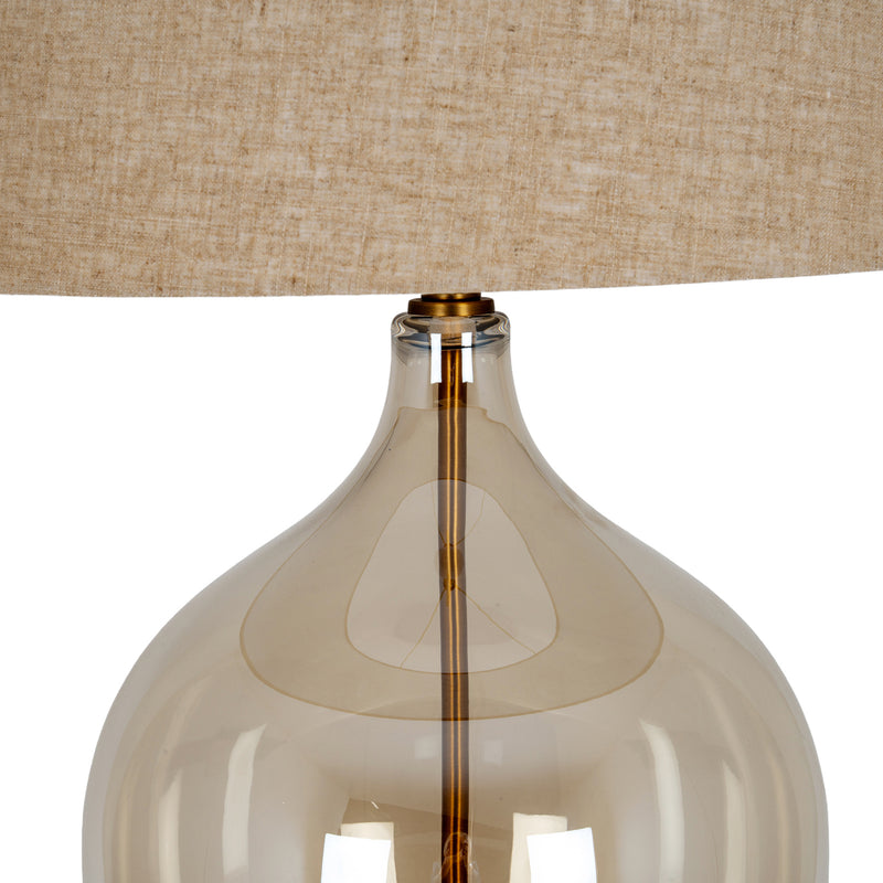 Linen shade and top of the tinted glass base