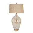 Champagne glass gourd table lamp with linen drum shade