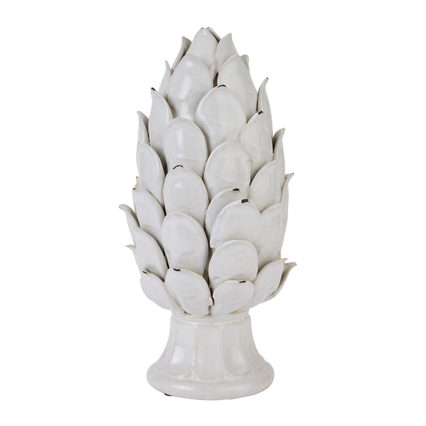 Chianti large ivory ceramic artichoke, front view