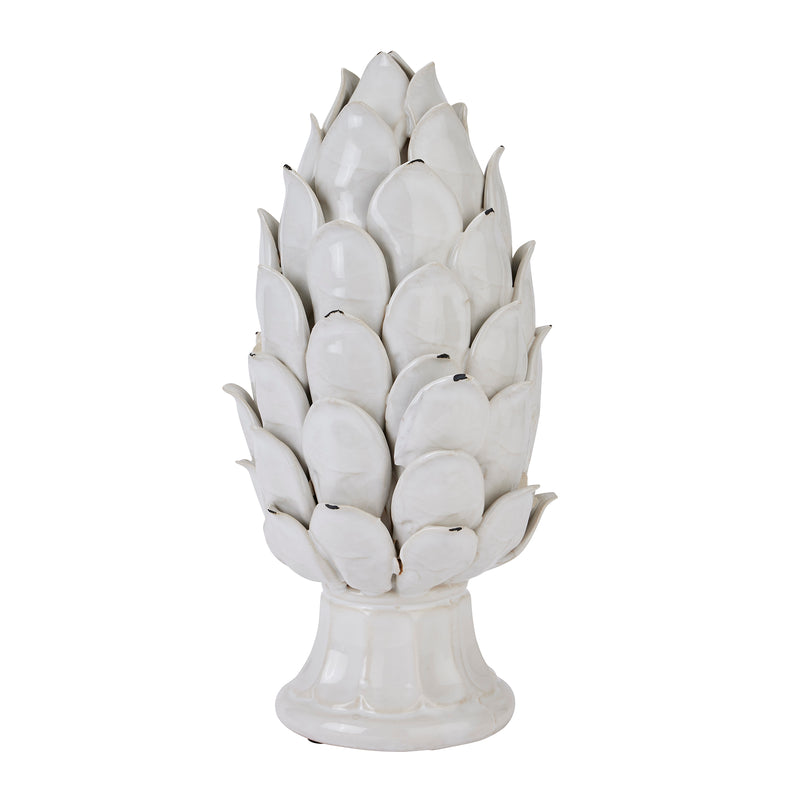 Chianti large ivory ceramic artichoke, front view