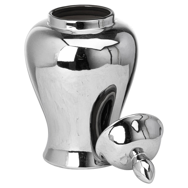 Chrome-effect ginger jar with the lid removed
