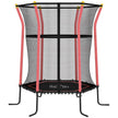 Red mini kids trampoline with enclosure net, padded poles and zipped door