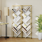 10 Shelf Modern-Style Bookshelf - Gold Tone/White