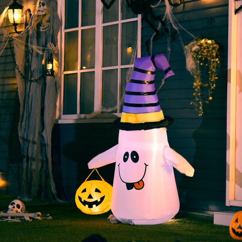1.2m Inflatable Witch Ghost with Pumpkin & LED Lights – image 2 of 9