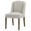 Compton light grey dining chair, three-quarter view