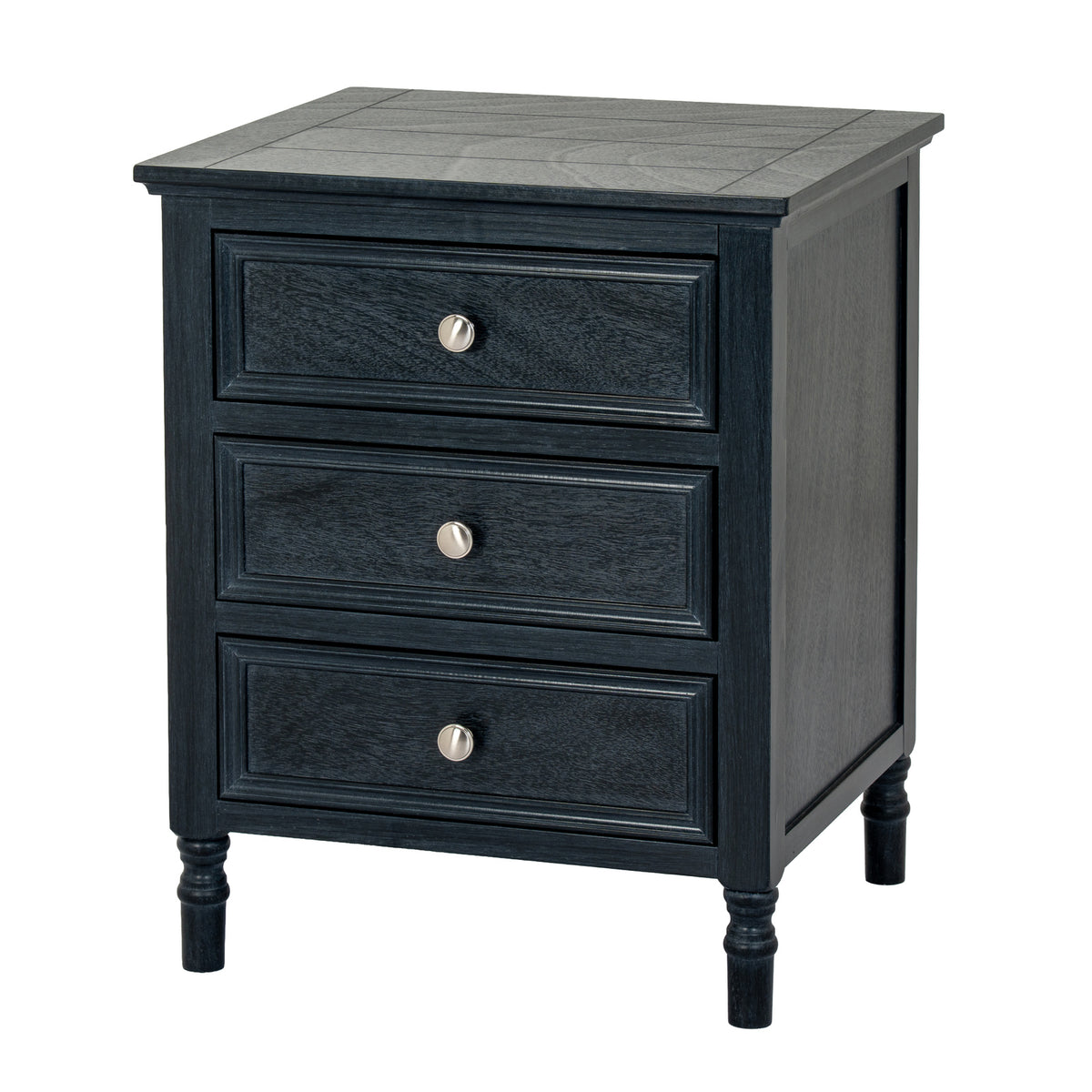 Contour black painted 3 drawer side table