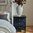 Contour 3 drawer side table used as a bedside table