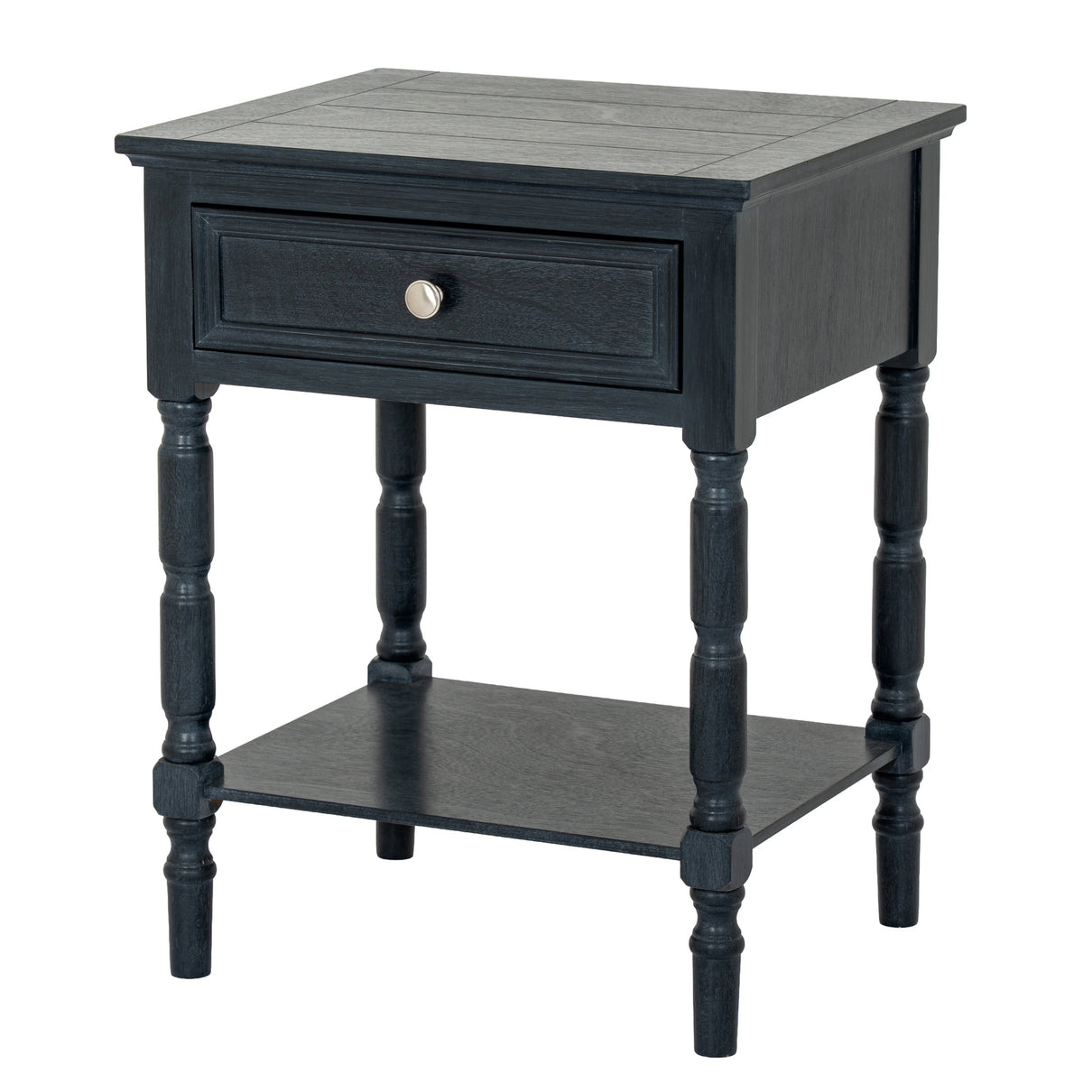 Contour black painted side table with drawer and lower shelf