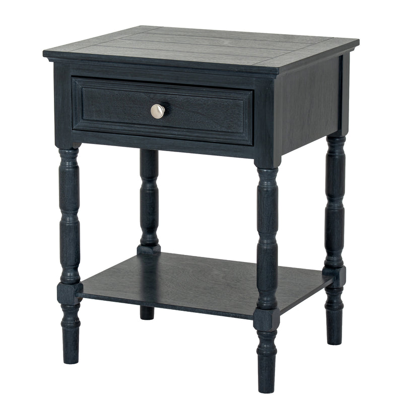 Contour black painted side table with drawer and lower shelf