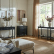Contour sideboard in a living room with other furniture