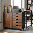 HOMCOM Multi-Storage Mobile Office Storage Cabinet - Rustic Brown – view 2