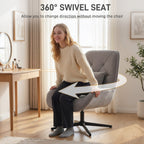 Accent Chair, Chenille Upholstered Swivel Armchair with Lumbar Pillow, High Back, Deep Seat and Metal Legs, Light Grey