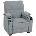 Electric Massage Recliner Armchair with Vibration, Heat, Whisper-Quiet Motor, Memory Function, Velvet Power Reclining Chair with Spring Pack, USB Port, Footrest, Side Pockets, Cup Holders, Grey