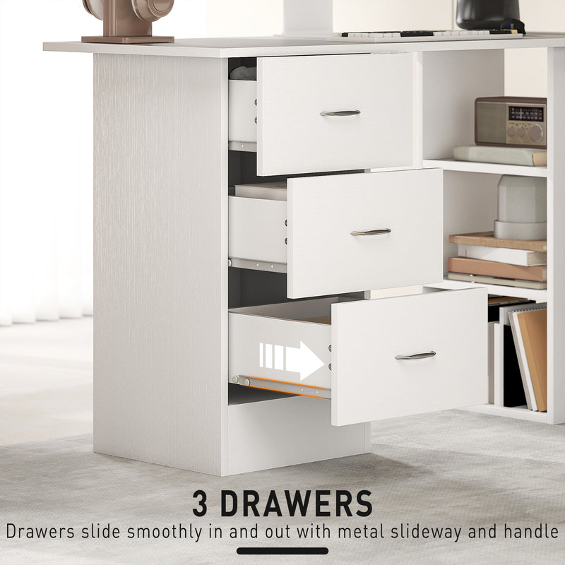 HOMCOM Computer Desk, Home Office Desk, Writing Table, PC Workstation with 3 Storage Shelves and 3 Drawers for Working – view 5