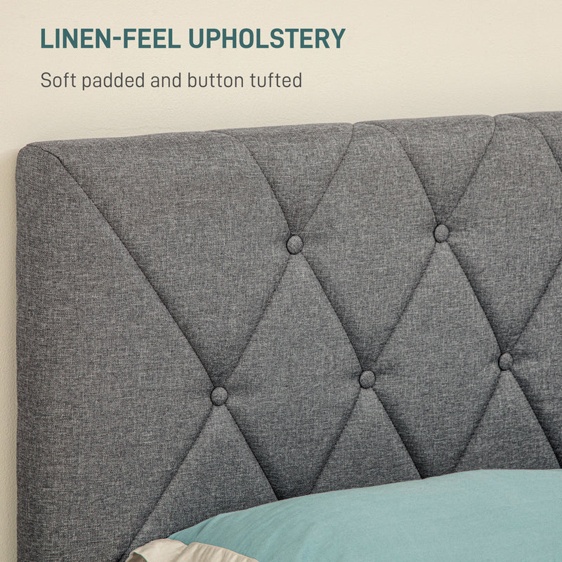 Grey linen-look double bed – image 5