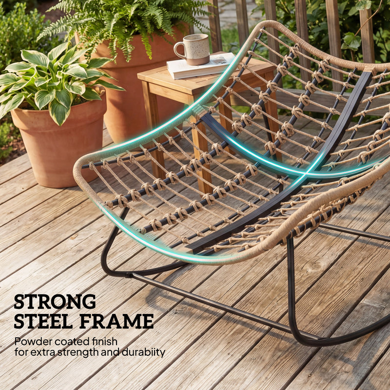 Outsunny Indoor Outdoor Rocking Chair, Oversized Rocking Egg Chair with Cushion for Living Room, Garden, Patio, Light – view 8