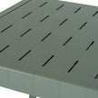 Close-up of the slatted table top