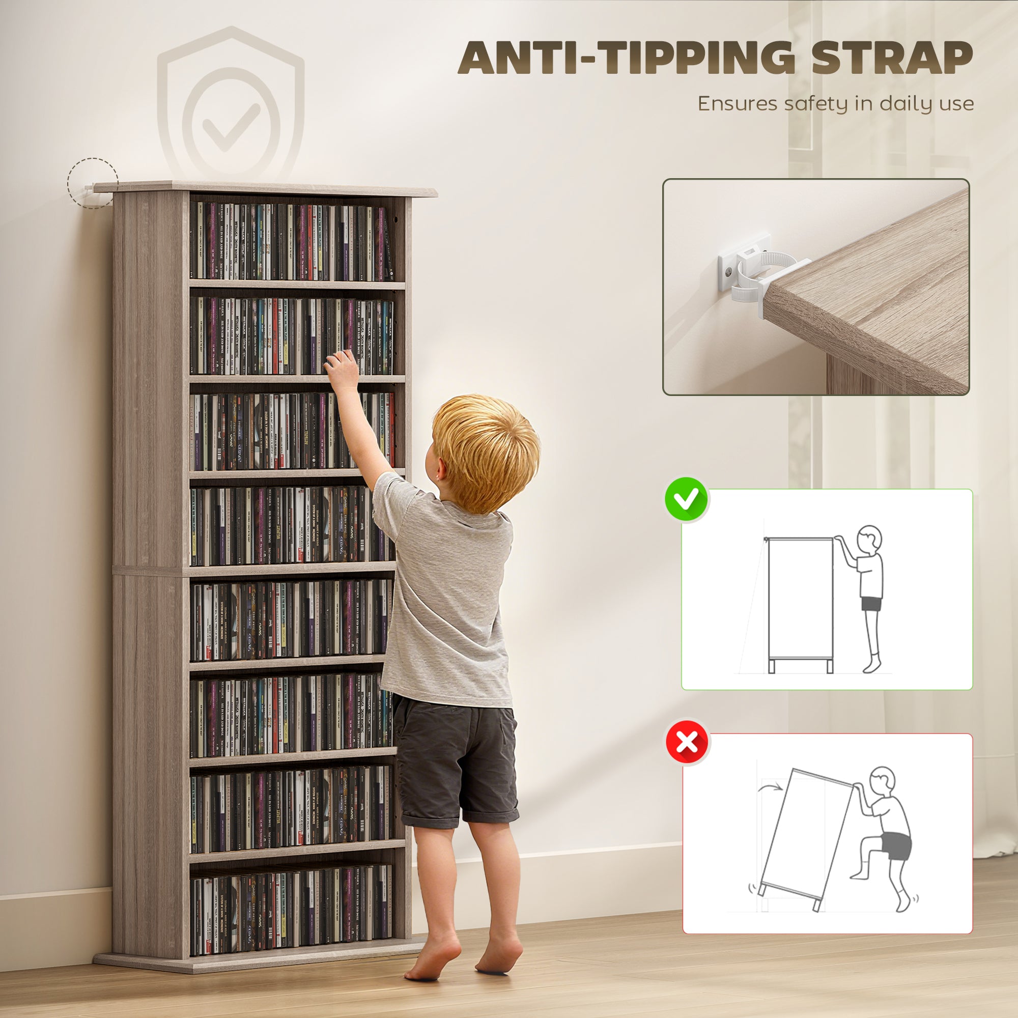 360 CD Storage Unit - Natural Wood Finish