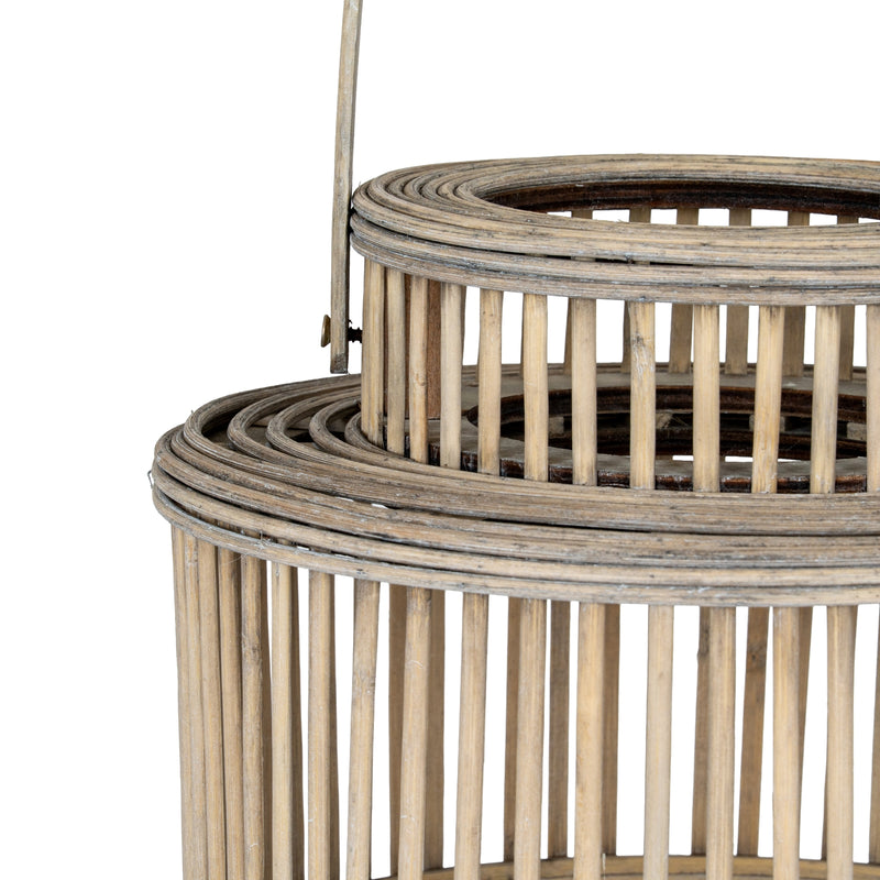 Close-up of the wicker slats and collar rings