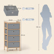 HOMCOM Chest of Drawers, 4 Fabric Drawers Narrow Dresser with Bamboo Frame, Light Grey – view 3