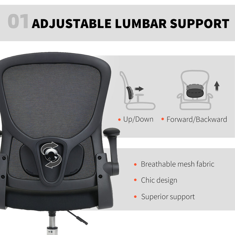 HOMCOM Draughtsman Chair, with Adjustable Lumbar - Black – view 4