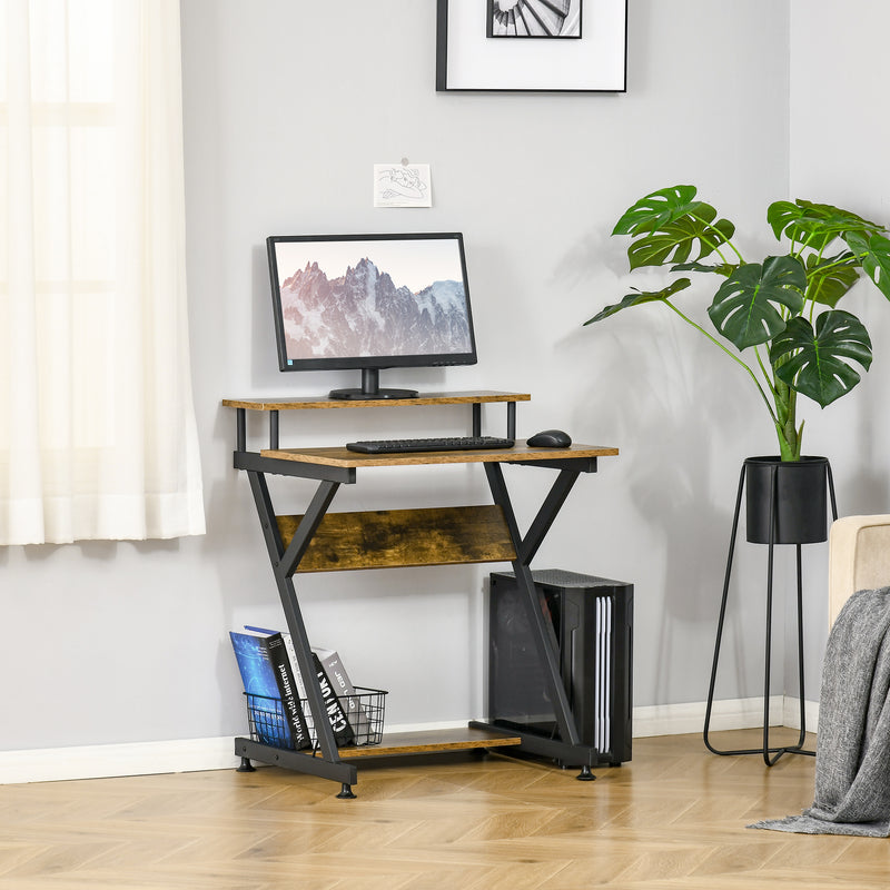 Industrial computer desk with monitor shelf – image 7