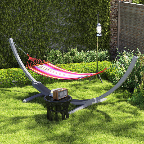Outsunny 3.25m Wooden Hammock Stand Universal Fit Garden Picnic Camp Accessories, Grey – view 2