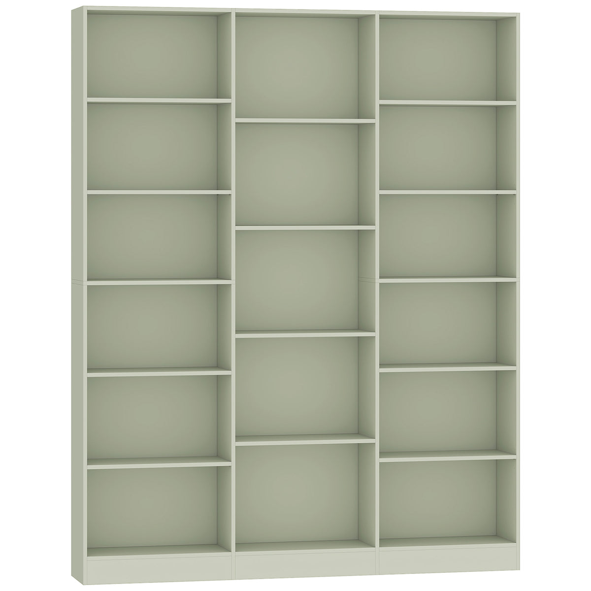 17-Compartment Tall Bookcase with Adjustable Shelves – Light Green