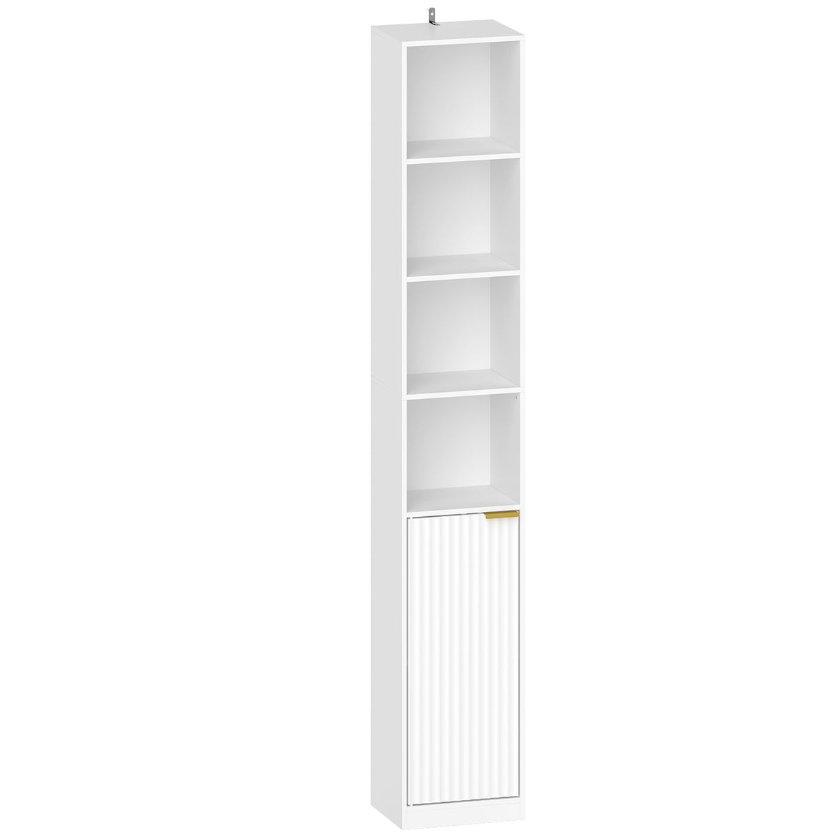 182 cm Narrow Bookcase with Cupboard – White