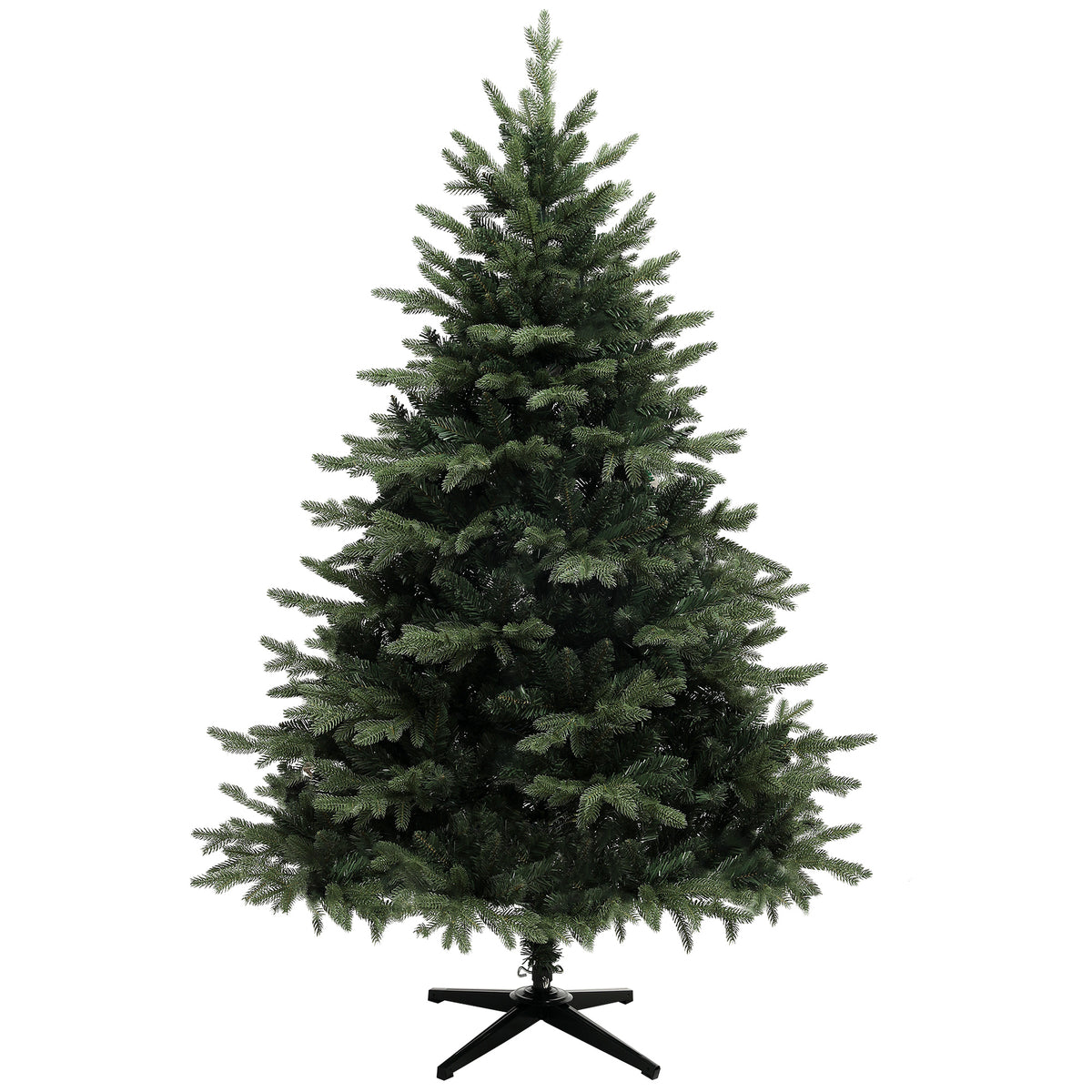 6ft bushy green spruce artificial Christmas tree on a steel base