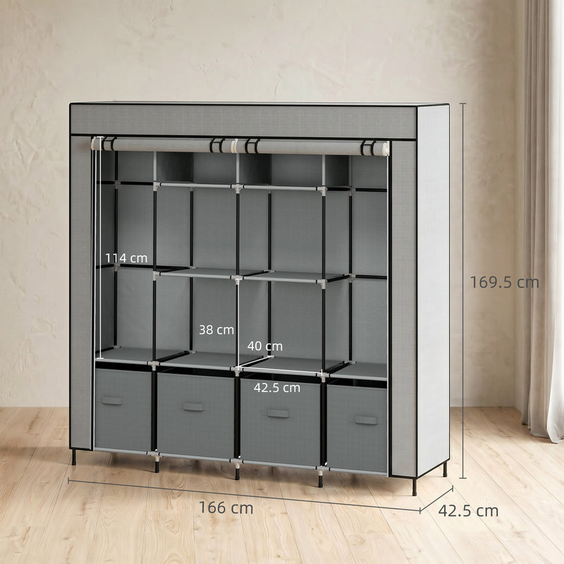 166 cm dark grey fabric wardrobe – image 3