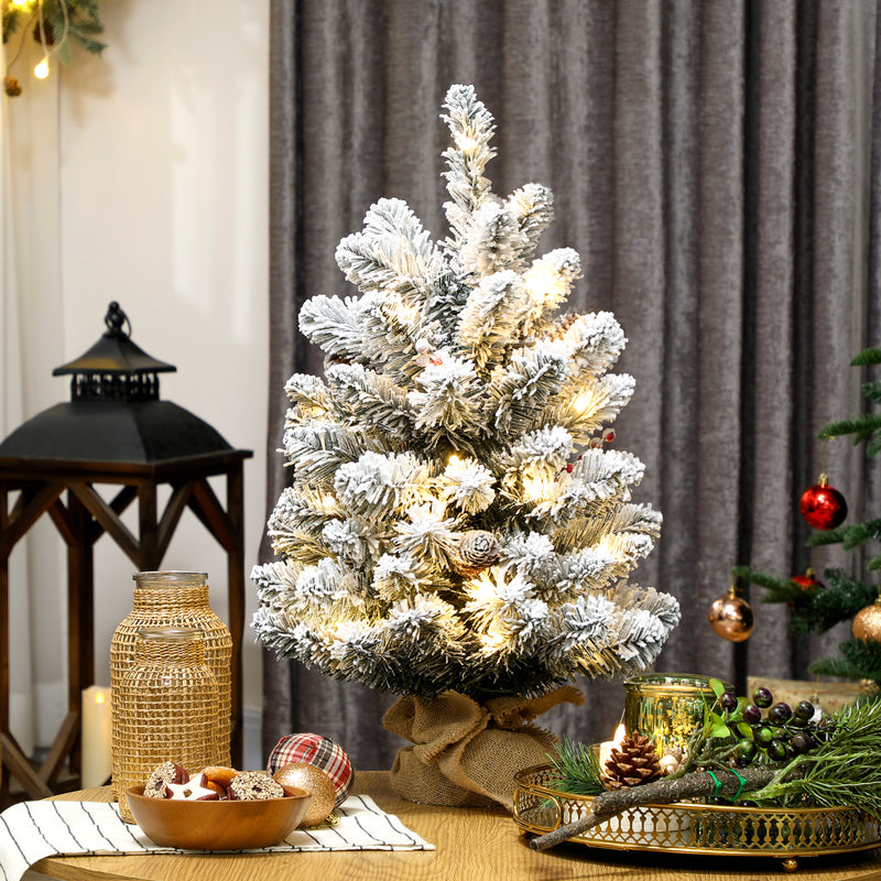 60 cm pre-lit snowy tabletop tree – image 10