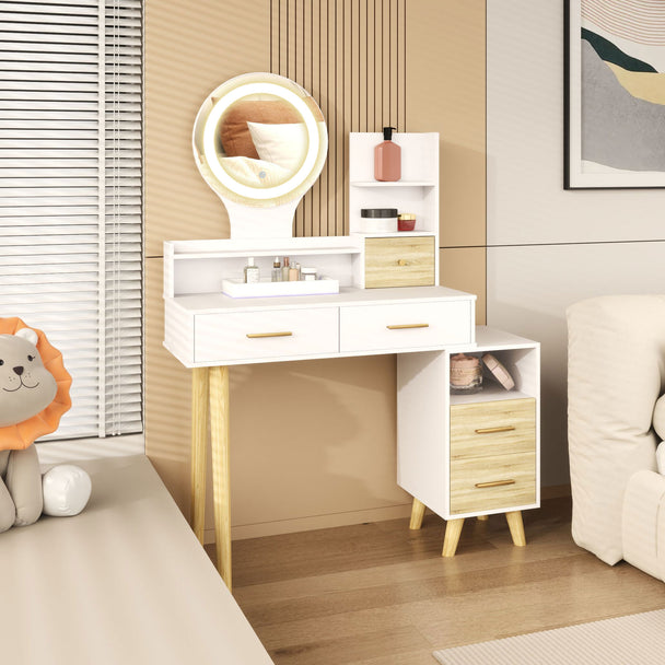 LED round mirror dressing table – image 2