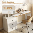 HOMCOM L Shaped Computer Desk with 3 Drawers, 163 x 39 cm Corner Desk, Thick Tabletop, Office Table, White Wood Effect – view 6
