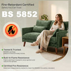 2 Seater Sofa, Loveseat Sofa with Spring Cushions, Wide and Deep Seat, Wood Legs, Green