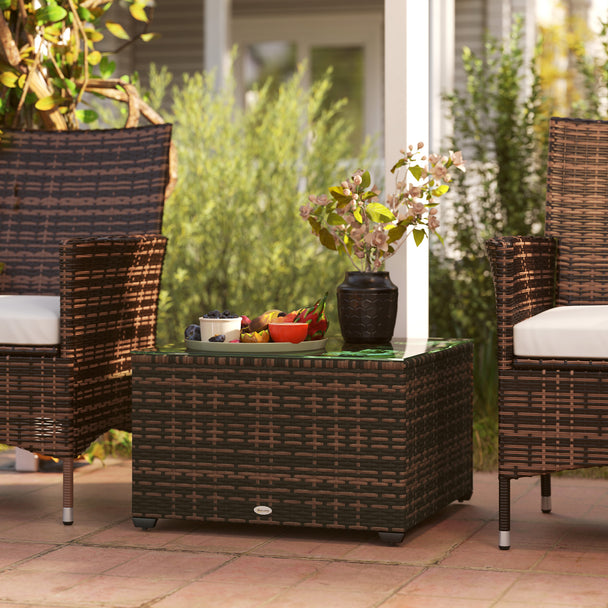 Brown rattan side table – image 2