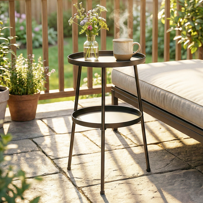 2-tier round garden side table black – image 10