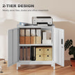 HOMCOM Lockable Metal Filing Cabinet, 2-Tier Storage Cupboard with Double Doors, Modern Office Organiser, White – view 4