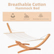 Outsunny Outdoor Garden Hammock with Wooden Stand Swing Hanging Bed for Patio White – view 4