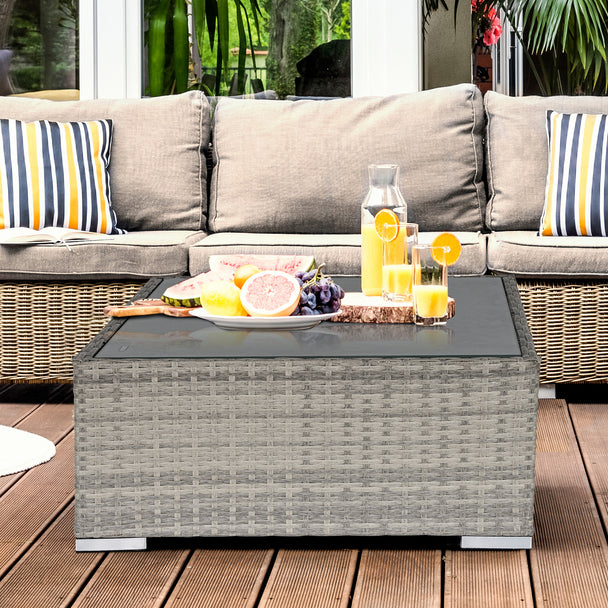 Light grey square rattan coffee table – image 2