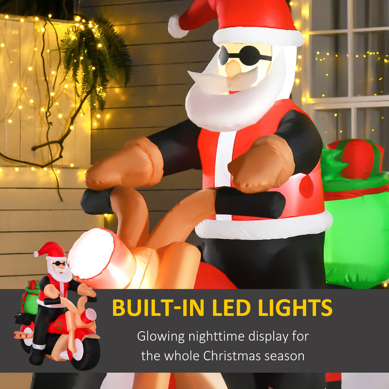 LED lighting on the 5.5ft Santa on motorcycle Christmas inflatable