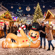 9.8ft Lying Gingerbread Man Christmas Inflatable in a festive outdoor setting