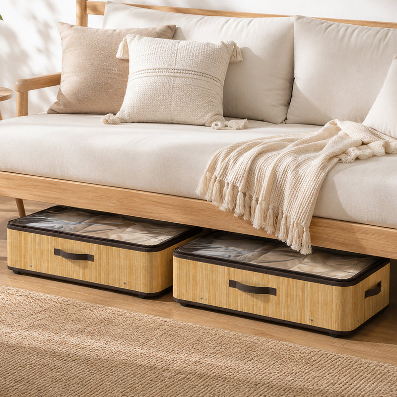 HOMCOM 72L Under Bed Storage with Wheels Pack of 2, Underbed Storage Box with Clear Lid Cover and Reinforced Handle – view 8