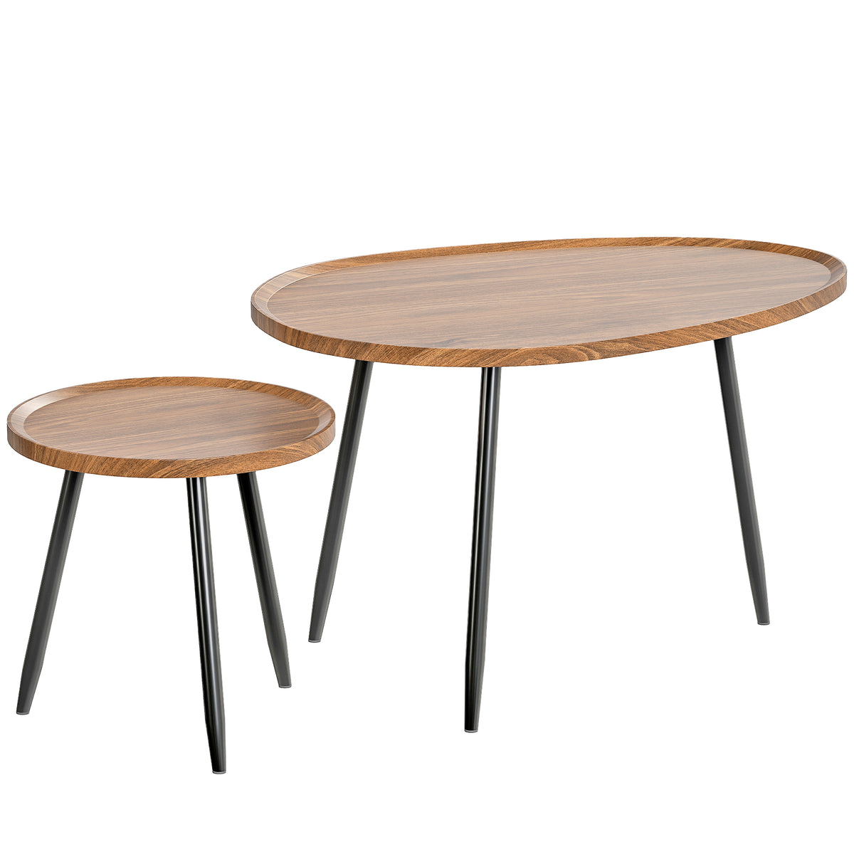 Set of 2 Modern Nesting Tables – Chestnut & Black