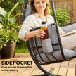 Outsunny Hanging Egg Chair, Indoor Outdoor Swinging Hammock Chair with Stand, Foldable Basket, Side Pocket, Dark Grey – view 9