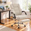 HOMCOM Office Chair with 6-point Vibration Massage and Heat, Fabric Desk Chair with Footrest, High Back, Cream White – view 8