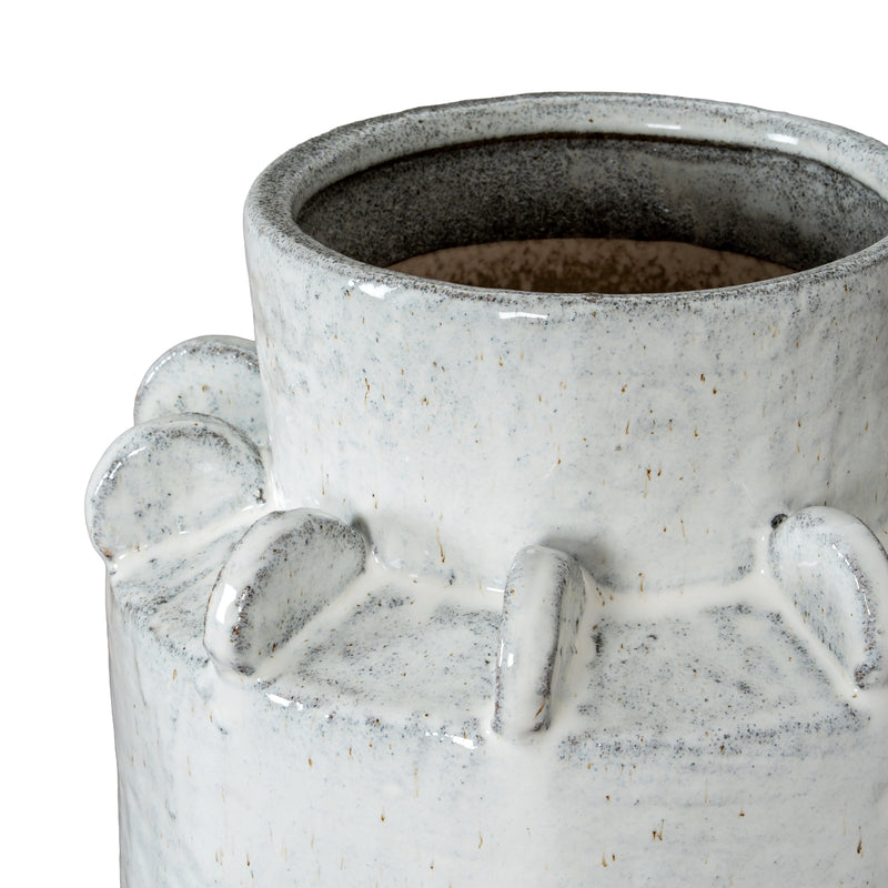 Close-up of the curled tab details around the Dara vase's neck